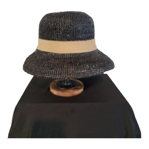 CORROBOREE Straw Hat Woven Raffia Australia Sz OS Black Tan Summer Beach - Picture 1 of 10
